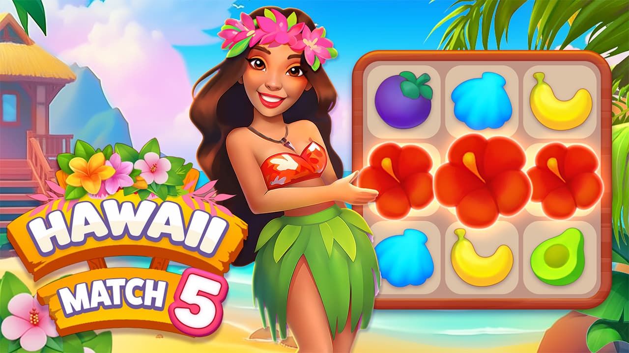 Hawaii Match 5 - Achieve 50,000+ points in this strategic puzzle game